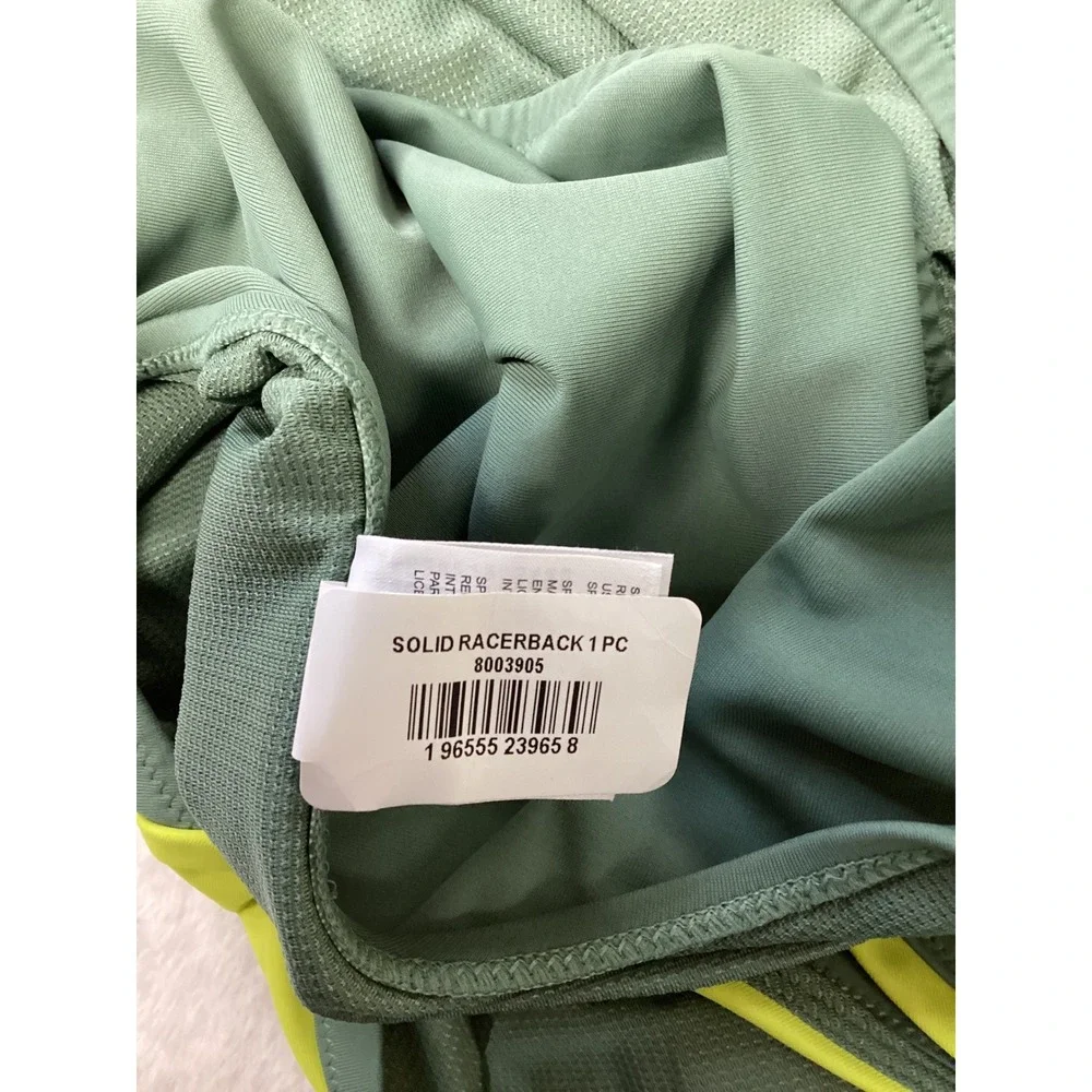Speedo Womens Solid Racerback One Piece Swimsuit Sage Green XL 8003905- RETAGGED